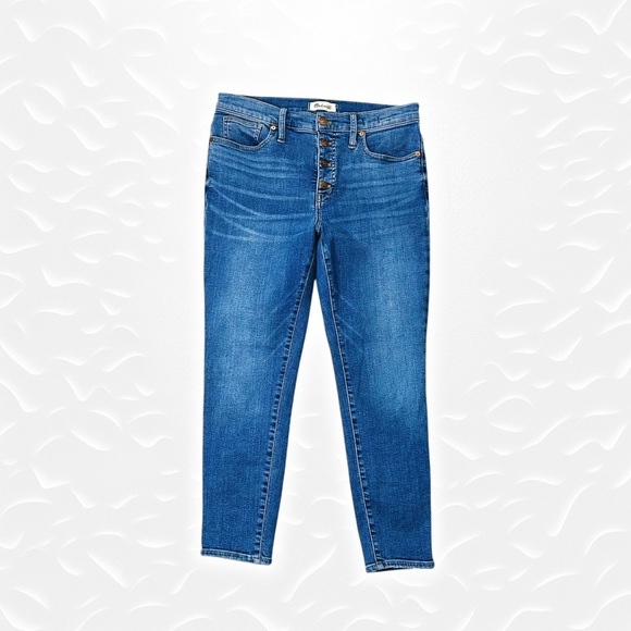 Madewell 9” Mid-Rise Skinny Crop Jeans: Button-Front TENCEL Denim Edition Dewey - Picture 3 of 16